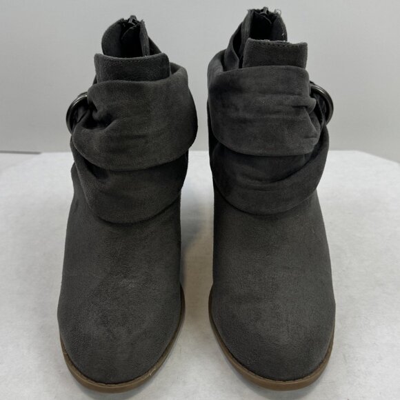 Rampage Vappy Womens Size 7M Grey Ruched Ring Ankle Bootie Chunky Suede Fabric - Picture 2 of 13